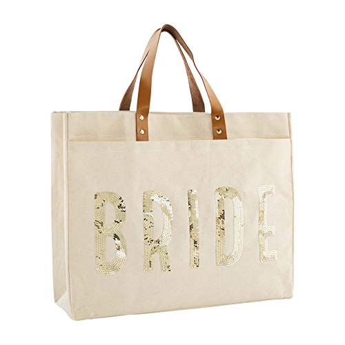 Mud Pie Women's Bride Tote Bag, Tan, 14 1/4