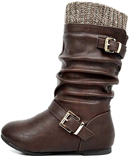 DREAM PAIRS Girl's Faux Fur Lined Knee High Winter Riding Boots(Toddler/Little Kid/Big Kid)2