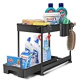 Under Sink Organizer and Storage, 2 Tier Under Cabinet Storage Pull Out Under Sink Shelf, Sliding Un