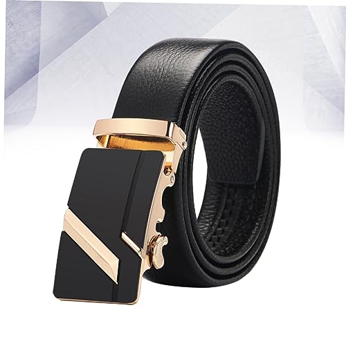 Men's Belt Automatic Buckle Leather Ratchet for Jeans Imitation Leather Adjustable4