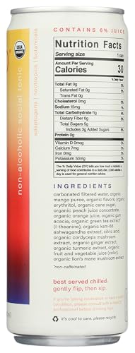 Hiyo Organic Peach Mango Functional Seltzer, 12 FZ