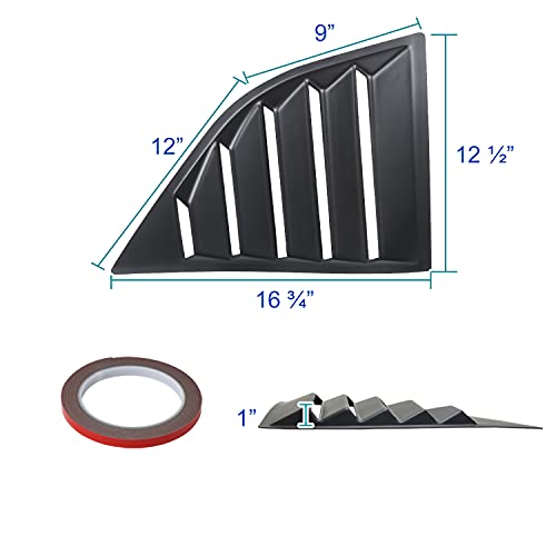 Spec-D Tuning Side Window Louvers Cover Matte Black 2Pc Compatible With Dodge Challenger 2008-2017 #TOP3