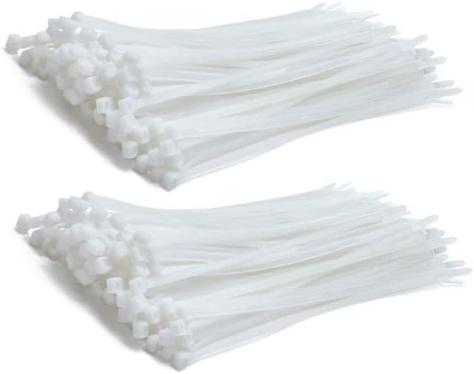 TERF® 100 Pcs White Cable Ties 160mm (6.3'') X 4.8mm Premium Nylon Zip Ties Wraps Secure Self Locking Mechanism Plastic Tie for Home Office Garden Garage Workshop DIY Multi Use