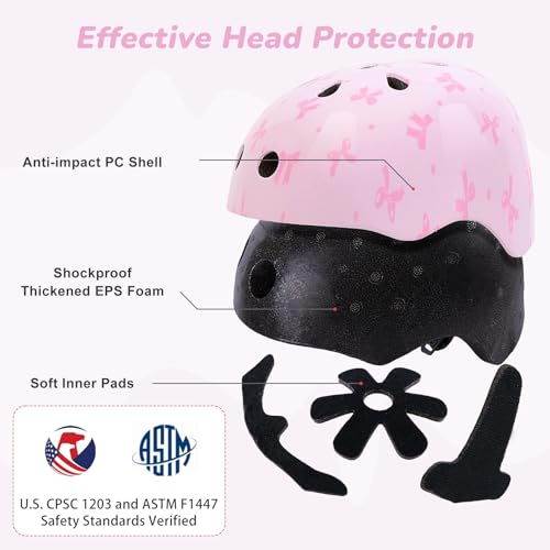 Image of Kids Bike Helmet for Girls 3-5 /5-8 /8-14, Adjustable Helmet with DIY Cat Ears, Cute Toddler Youth Helmets for Skateboard Scooter Cycling Roller Skating
