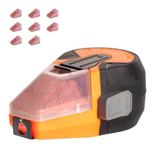 KLEIN TOOLS 80193 Chalk Line Tool and Red Capsules Kit, 50-Foot Auto-Retracting Reel, Mess-Free Refill, Includes Nine 1.2-Oz Red Chalk Capsules