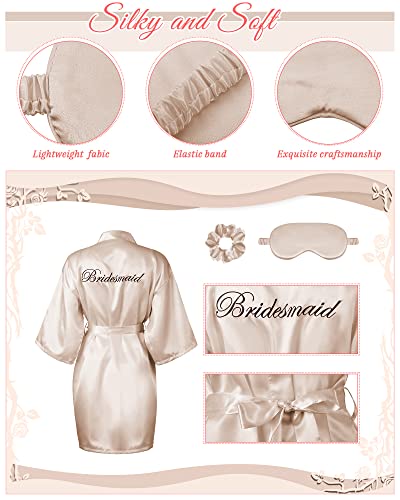 Jecery 7 Pcs Bridesmaid Robe Sets Bride Silk Satin Bridal Party with Sleeping Eye Mask and Elastic Headband2