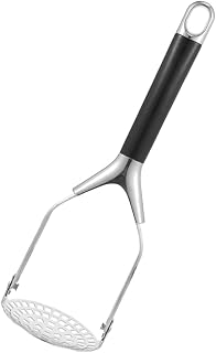NUOBESTY Stainless Steel Potato Masher with Solid Handle Pressing Surface Easy Mashing for Vegetables and Fruits Kitchen Food Crusher Tool for Mashed Potatoes Pumpkin Carrots Puree
