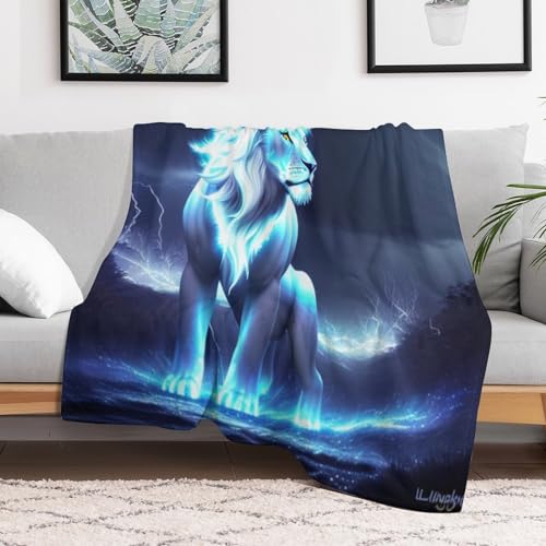 Couverture flannel lion douce, plaid canapé et linge de lit imprimé 3D