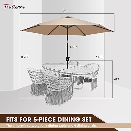 Fruiteam 9Ft Patio Umbrella Fade-Resistant Yarn-Dyed Canopy, 95%-Uv-Protection Market Umbrella Outdoor Table Umbrella With Ventilation And 2 Years Nonfading Top For Garden, Deck, Backyard And Pool (Beige) #TOP4