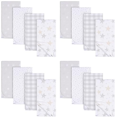 Image of Gerber Unisex Baby 100% Cotton Flannel Receiving Blankets 30x30 Inches (Pack of 16), Celestial, One Size