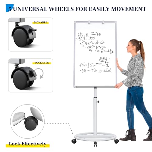 Mobile Whiteboard – 36 x 24 inches Portable Magnetic Dry Erase Board, 3' x 2' Stand Easel White Board Dry Erase Easel Standing Board with Flipchart Hooks