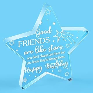Nuenen Friendship Birthday Gifts Star Shaped Acrylic Plaque Good Friends Are Like Stars for Best Friend with Saying Gifts for Her Woman for Table Centerpiece Ornament Christmas Birthday Presents