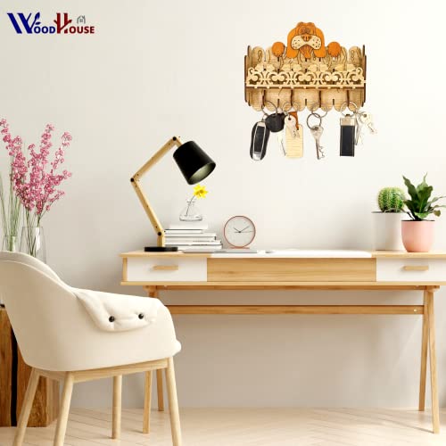 Image of WOOD HOUSE Key Holder for Home Decor Stylish, Key Holder for Home Wall Stylish, Home Decor Key Holder Mobile Holder for Home, Unique Stylish Key Holder
