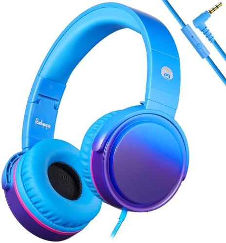 Rockpapa 982 Foldable Wired Headphones,Over Ear Headphones Stereo Headsets with Microphone,Boys Girls Headphones for Travel/PC/Mac/Laptop/Phone(Pink) 7