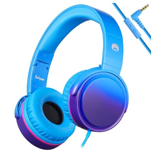 rockpapa Grade Foldable On-Ear Wired Headphones with Microphone & 3.5mm