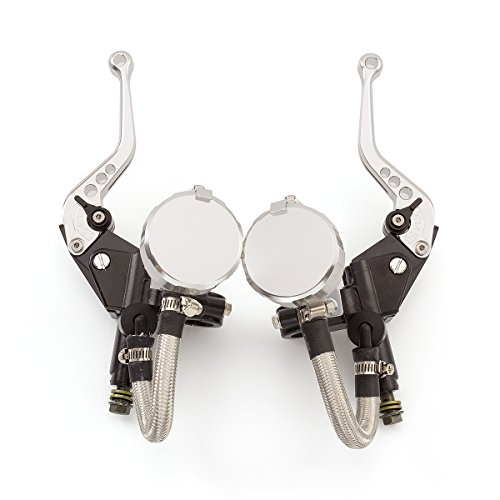 Universal 7/8" 22mm Motorcycle CNC Master Cylinder Dual Hydraulic Brake Clutch Levers Kit Reservoir Pump for 125cc-500cc Motorcycles/Sport bike/Street bike/Scooter - Thumbnail 2