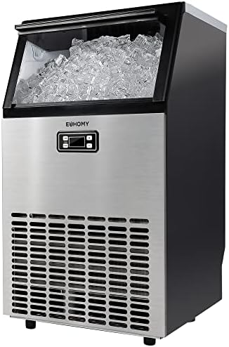EUHOMY Commercial Ice Maker Machine, 99lbs/24H Stainless Steel Under Counter ice Machine with 33lbs Ice Storage Capacity, Freestanding Ice Maker.