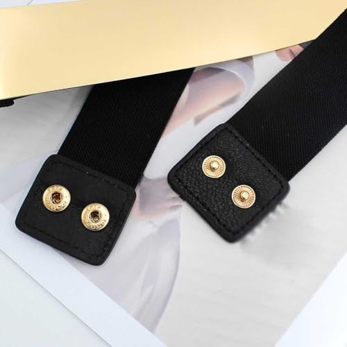 Teensery 2 Pcs Mirror Waist Belt Metal Stretch Waistband Elastic Decorative Dress Belt for Women (Gold, Silver)2