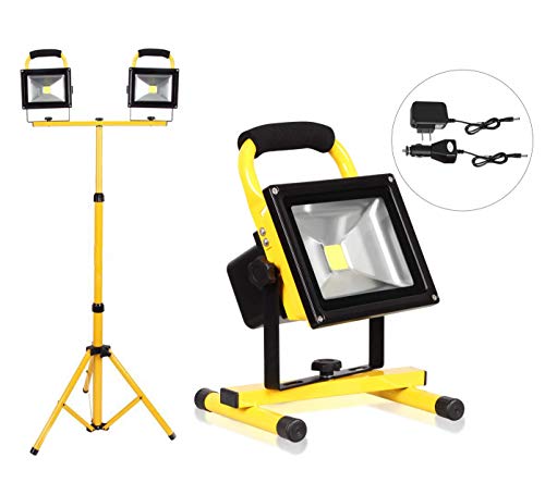 Preisvergleich Produktbild 30 W LED-Arbeitsscheinwerfer, 5000LM LED-Scheinwerfer, IP65 Wasserdichtes Außenarbeitslicht mit Ständer, wiederaufladbare 6000K Weißlicht-Handarbeitslampe für Baustelle, Werkstatt, Garage, B.
