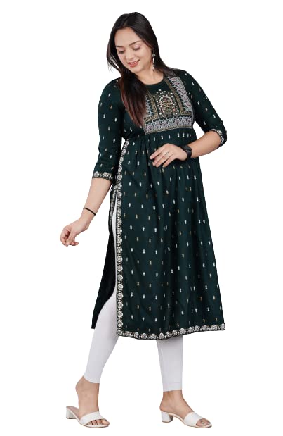SAKSHIFABTEX Women Printed Viscose Rayon Frontslit Kurta - Image 4