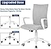 LIANFENG Office Chair - Ergonomic Mid-Back Swivel Chair with Armrest, Height-Adjustable, White and Grey (Mid Size)