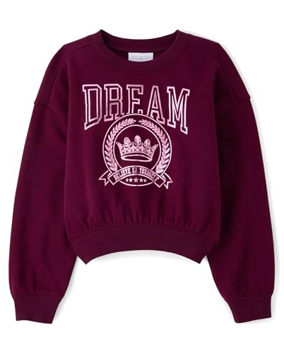 The Children's Place,Girls,Active Long Sleeve Embellished Winter Warm Sweatshirt,Love,Large