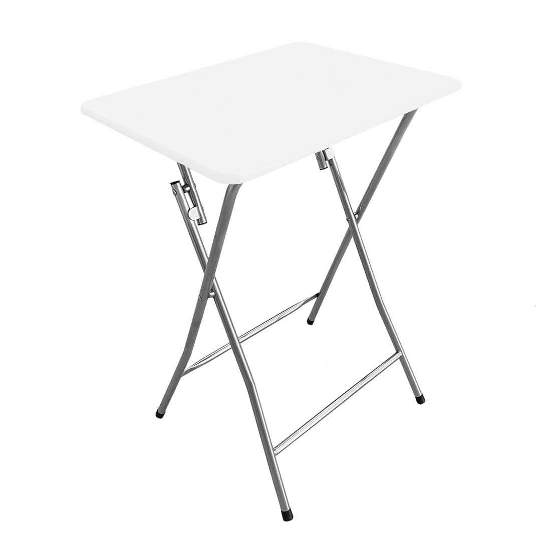 Acomoda Textil – Mesa Auxiliar Plegable de Madera y Aluminio 48x38x66 cm. Mesa Multifunción Portátil, Resistente y Estable para Cocina, Terraza, Jardín o Patio, Blanco.