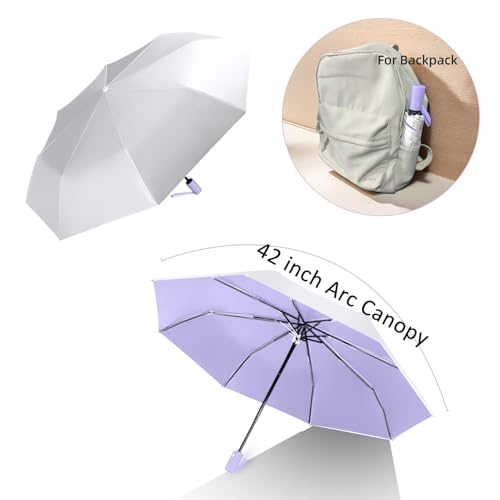 Image of BAODINI Small UV Protection Travel Umbrella Compact for Rain and Sun UPF 50+ Windproof Portable 42 inch Umbrella for Women and Men