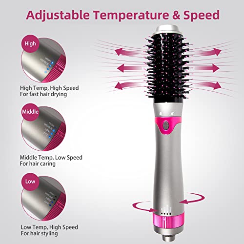 6 In 1 Hair Dryer Brush, Blow Dryer Brush Styler,Salon Negative Ionic Electric Hot Air Brush, Hair Straightener&Curly Hair Comb, Detachable Brush Hair Dryers For Women, Girlfriend Gifts #TOP2