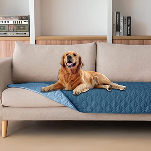 Image of gogobunny 100% Double-Sided Waterproof Dog Bed Cover Pet Blanket Sofa Couch Furniture Protector for Puppy Large Dog Cat, Reversible (30x70 Inch (Pack of 1), Dark Blue /Light Blue)