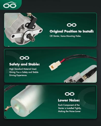 Image of SCITOO Starter Motor 19621N for Polaris for ATV for Outlaw 110 2016-2021 for Polaris for ATV for Sportsman 110 2016-2021 Volts: 12V ; Rotation: CW ; Number of Teeth: 9-Tooth Pinion ;