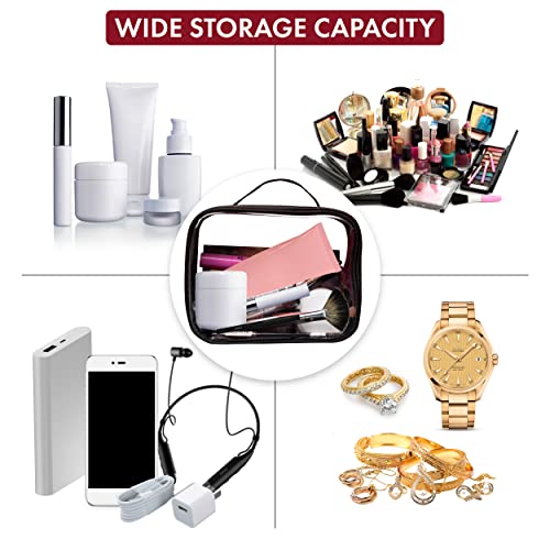 Bolsafy Clear Makeup Bags With Zipper 3Pcs In Black, 6.5 X 8.3 Inches - Quart Size, Tsa Approved Toiletry Bag - Waterproof & Leak-Proof Pvc Clear Travel Bags – Perfect For Women, Men & Kids #TOP3