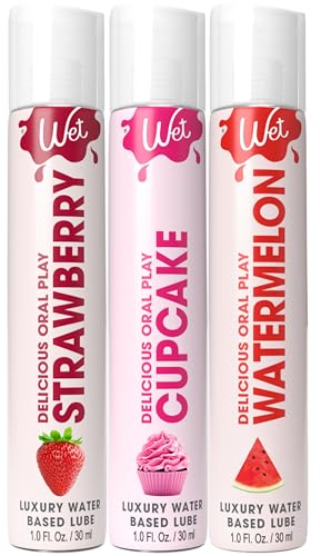 Image of Wet 3-Pack Flavors Sampler Collection - Strawberry, Watermelon, and Cupcake Lubes for Men, Women, and Couples | Gluten-Free, Stain-Free, Made Without Parabens, 1 fl oz Each