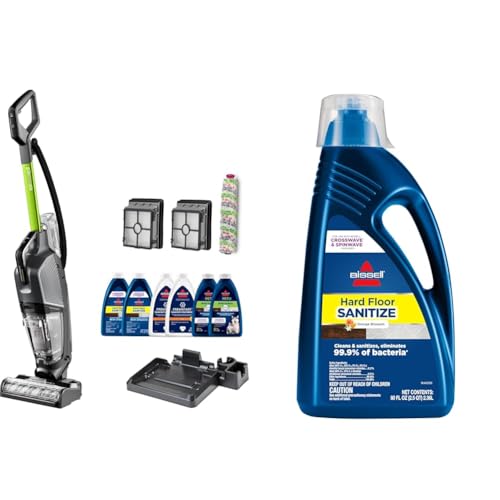 Image of BISSELL CrossWave HydroSteam Deluxe Wet Dry Vac, Multi-Purpose Vacuum, Wash, and Steam, Formula Included, Green, 3515G + Bissell Hard Floor Sanitize Formula, 80 oz, 2504L, 80 Fl Oz