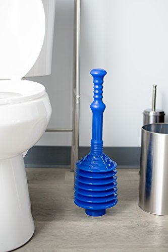 Professional Bellows Accordion Toilet Plunger, High Pressure Thrust Plunge Removes Heavy Duty Clogs from Clogged Bathroom Toilets, All Purpose Commercial Power Plungers for Any Bathrooms, Blue - Thumbnail 5