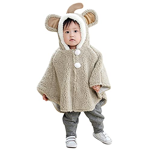 Wlabe- Vêtements pour enfants Unisexe bébé Enfants Tout-Petits à Double Face Usure Capuche Cape Cape Hiver Chaud Doux Poncho Hoodie Manteau Peau Baby Friendly Cape Gris Taille unique