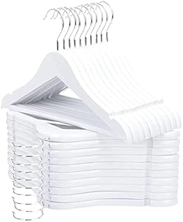 AVOS-DEALS-GLOBAL  12 Childrens White Wood Wooden Coat Hangers, High-Grade Kids Hangers with Trouser Bar, 360 Swivel Hook, Heavy Duty Baby Clothes Hangers for Coats, Jackets, Shirts, Pants