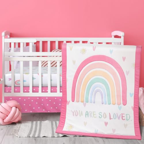 Hahafelt Rainbow Boho Crib Bedding Set for Girls