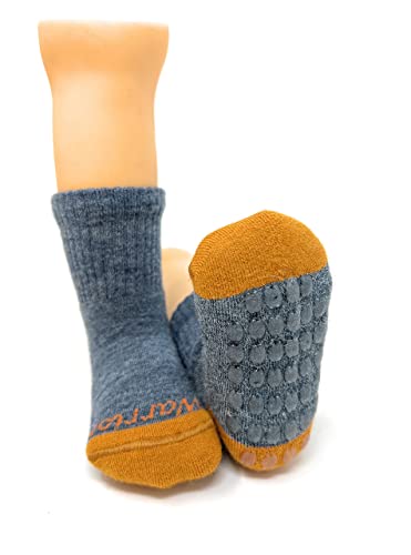 WARRIOR ALPACA SOCKS - Children's Comfort Cushioned Retro Solid Quarter Crew - Unisex with Non-Skid Alpaca Appliqués