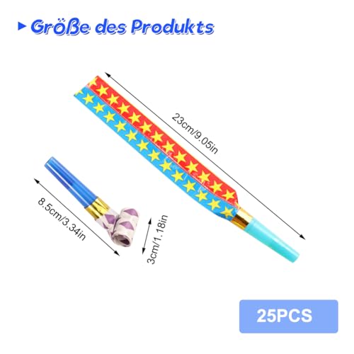 Begonia 25 Stück Party Tröten, Tröte Kindergeburtstag, Tröten für Kinderspielzeug, Fasching Tröten, Clown Luftrüssel Tröten, Party Gebläse für Geburtstagsfeiern, Festliche AnläSse, Kinder Party (25)