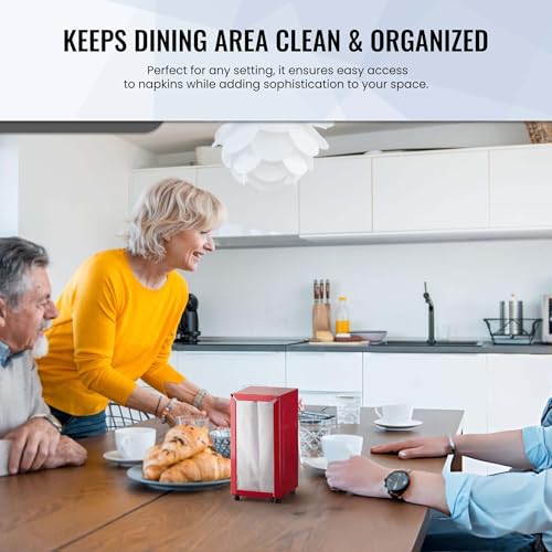 OCS Parts Tall-Fold Two-Sided Napkin Dispenser | Red | Holds 150 6\" x 13\" Tall Fold Napkins | for Home Dining Room Tables, Kitchens, Restaurants, Food Trucks and Delis - Thumbnail 6
