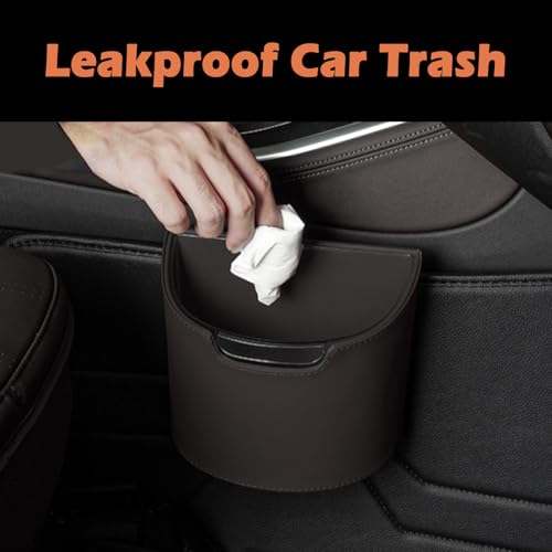 LoopTime Leakproof Car Trash Can,Mini Car Trash Bin for SUV and Truck,Small Removable Liner Garbage Can,Waterproof Automotive Trash Can for Vehicle,Home,Office,Multipurpose,Easy to Clean (Orange) by LoopTime - Image 2
