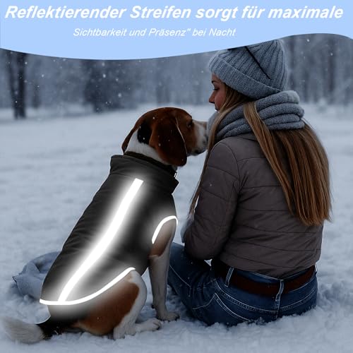 DoggieKit Hundejacke Wasserdichter Hundemantel Reflektierende Wintermantel mit Fleecefutter Winddichtes Wintermantel Hundepullover Hundekleidung für Kaltes Wetter Winter Warm Hunde Winterweste Jacken