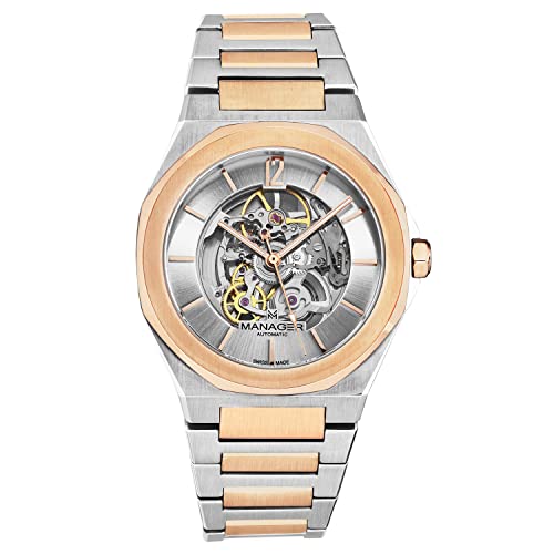 Manager Men's 'Open Mind' Silver Dial Two-Tone Stainless Steel Bracelet Automatic Watch MAN-RO-05-BM