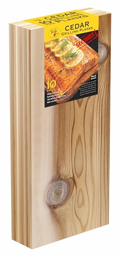 TrueFire Cedar Grilling Planks 7.25 x 16” (10-Pack) with Stainless Steel Serving Tray - Extra Large Canadian Western Red Cedar Planks - Thumbnail 4