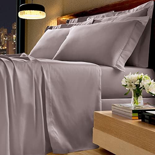 Lençol com Elástico Queen Percal 300 fios Platine Bege 1 peça