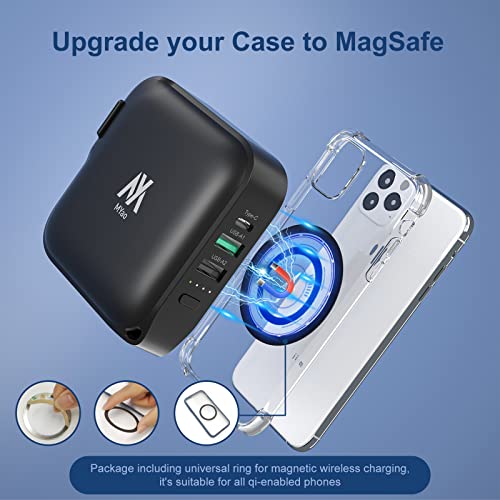 Myao Magnetic Wireless Power Bank, 15W Wireless Portable Phone Charger 10000Mah, 4 Output Pd 20W, Qc 18W Cell Phone Battery Pack Built In Wall Charger For Iphone, Ipad, Samsung, Pixel And More, Black #TOP4