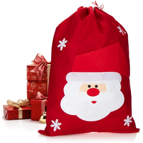 com-four® XL Geschenksack mit Weihnachtsmann-Motiv - Nikolausbeutel...
