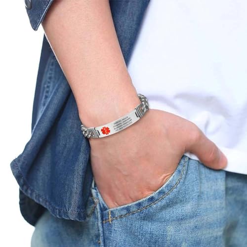 MOTICIUS Medical Alert Bracelets for Men Women Custom Medical ID Bracelet with Free Engraving Emergency Medical Alert Bracelets Wristband3