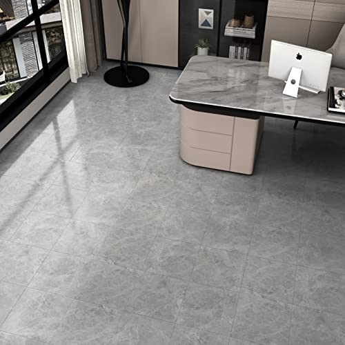 WESTICK 20 Pcs Cement Gray Marble Peel and Stick Floor Tile for Bedroom Kitchen Living Room Modern Grey Vinyl Flooring Peel and Stick Waterproof Self Adhesive 12 x 12 inches - Thumbnail 5
